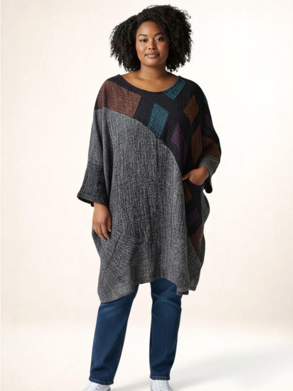 Tarina Asu Linen Tunic Top Asymmetrical Lagenlook M